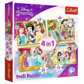 Trefl 34385 Puzzle 4w1 Szczęśliwy Dzień Księżnicze