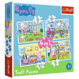 Trefl 34359 Puzzle 4w1 Wakacje Świnki Peppa Pig