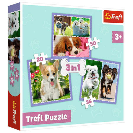 Trefl 34854 Puzzle 3w1 Urocze Pieski (1)